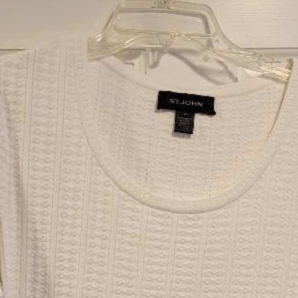 St. John knit three-quarter length sleeve peplum top - Picture 6 of 7